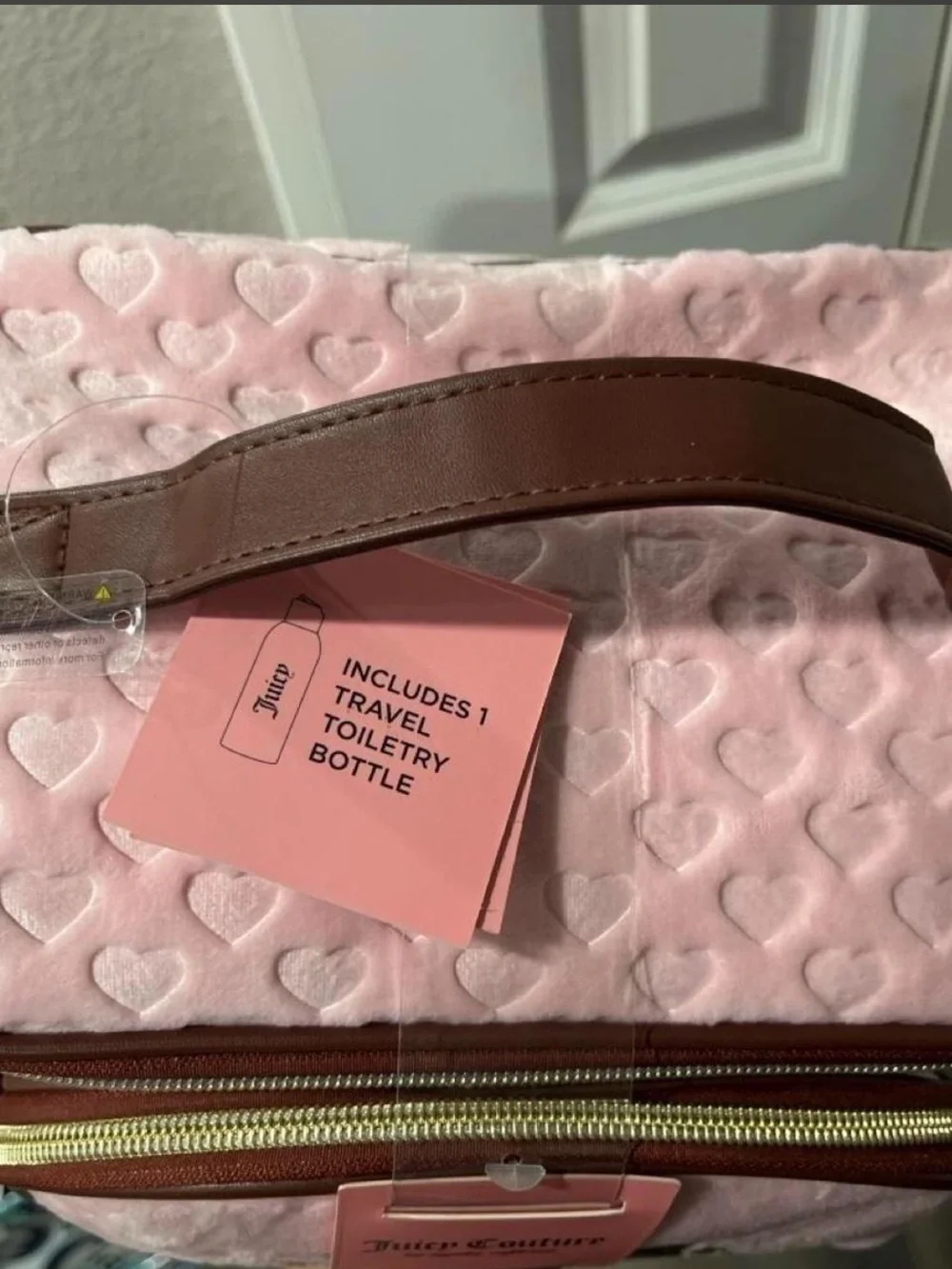 Juicy Couture Pink Velvet Cosmetic Pouch with Gold Logo